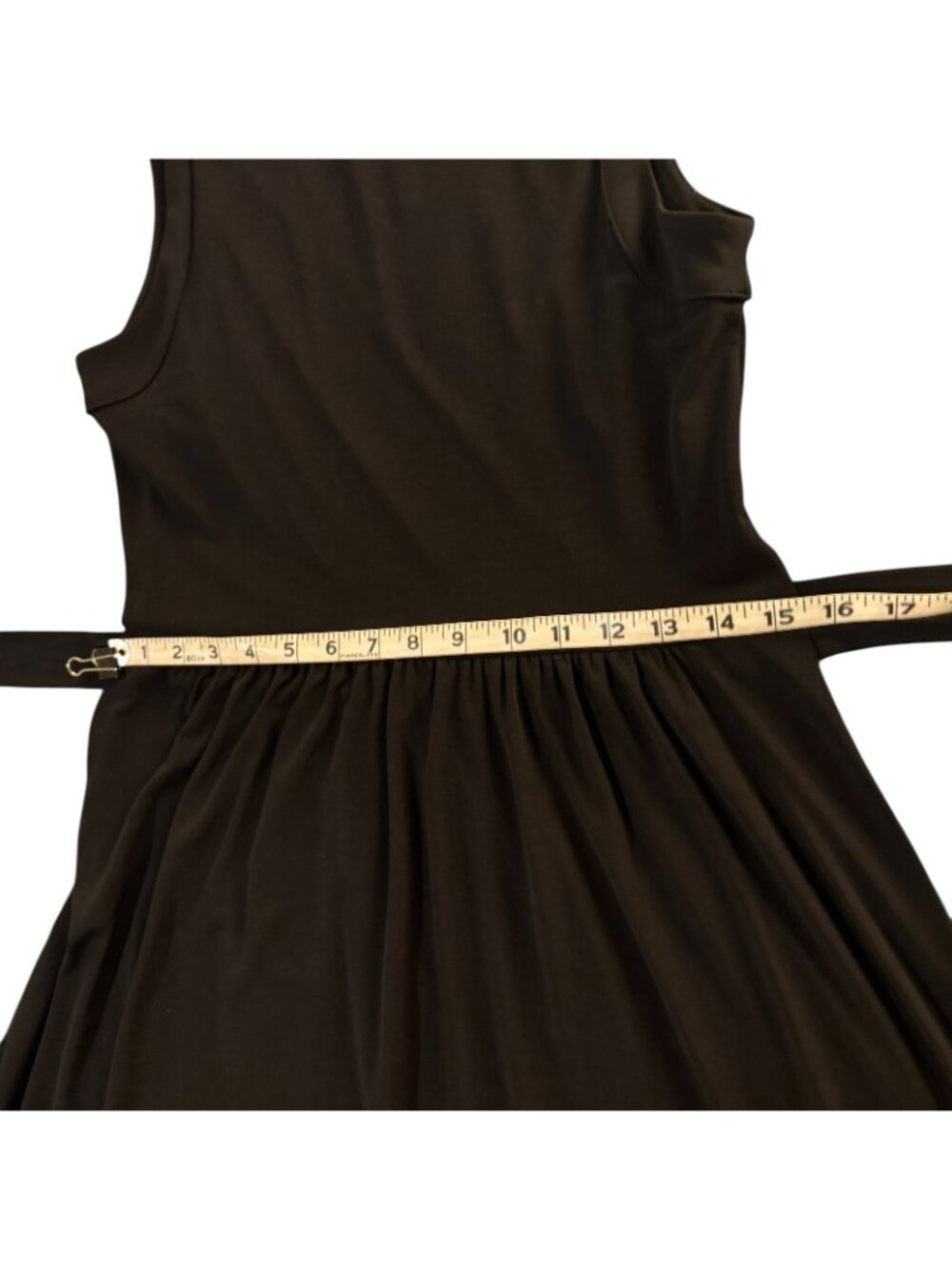 Balletcore Sleeveless Black Dress Women's M Faux Wrap Fit & Flare Minimalist - Picture 15 of 16